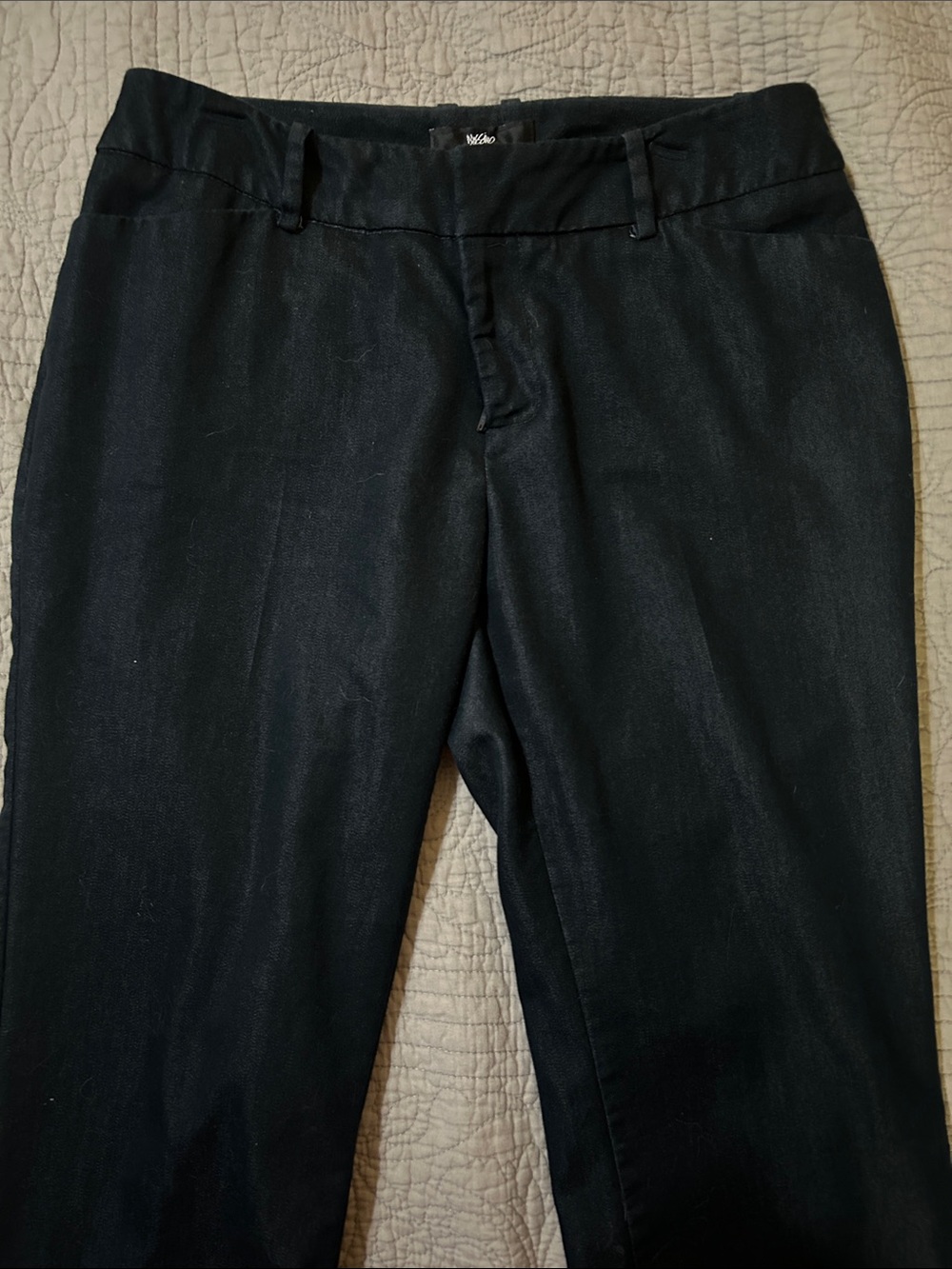 Dark Blue Capri Dress Pants with Subtle Sheen